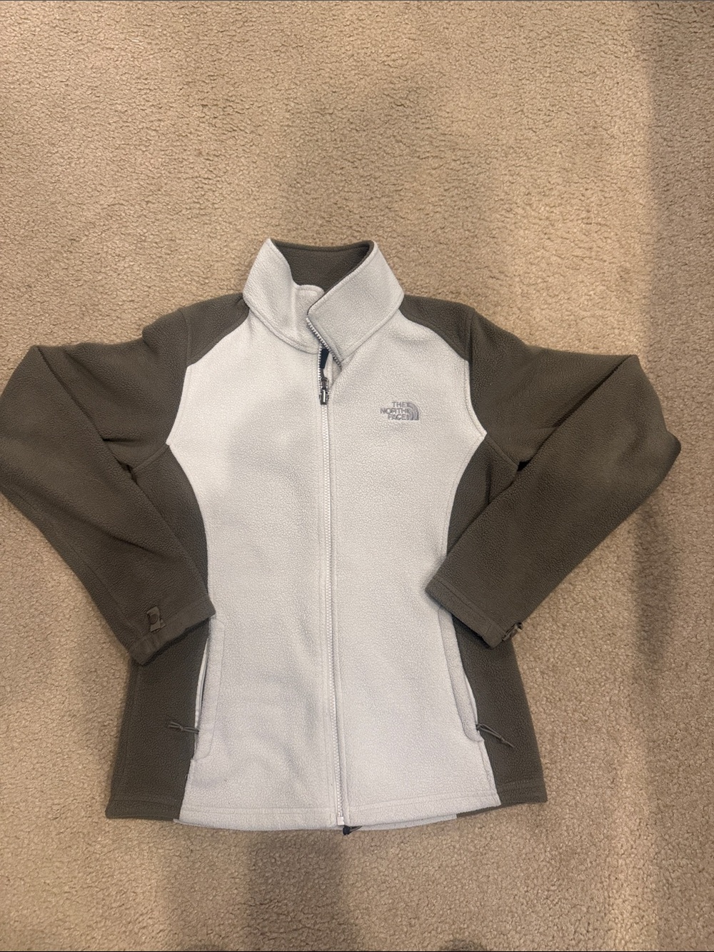 The North Face Two-Tone women’s Fleece Jacket - off-white & Olive gray Drab